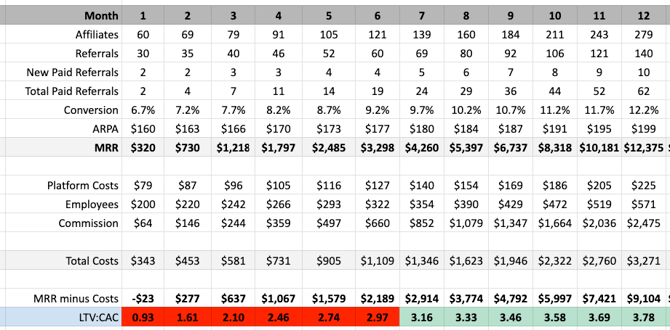 LTV:CAC for affiliate program. 